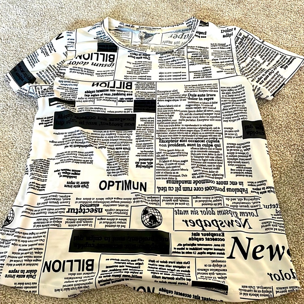 white newspaper shirt